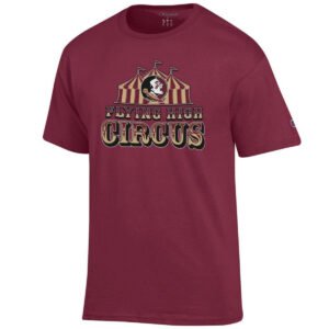 Champion Men's Flying High Circus Seminole Logo Design Short Sleeve T-shirt - Garnet