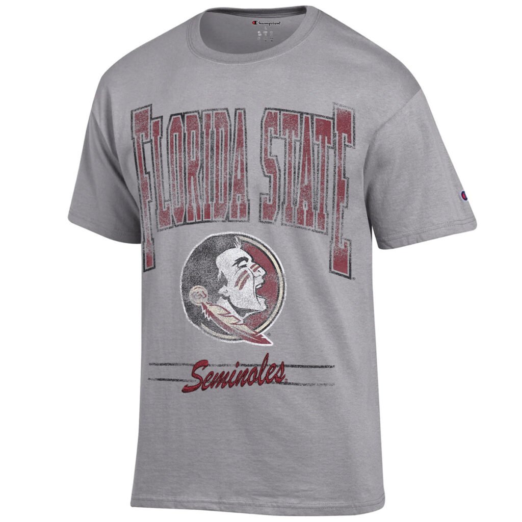Champion Men's Florida State Seminoles/Seminole Logo Short Sleeve T-shirt - Steel