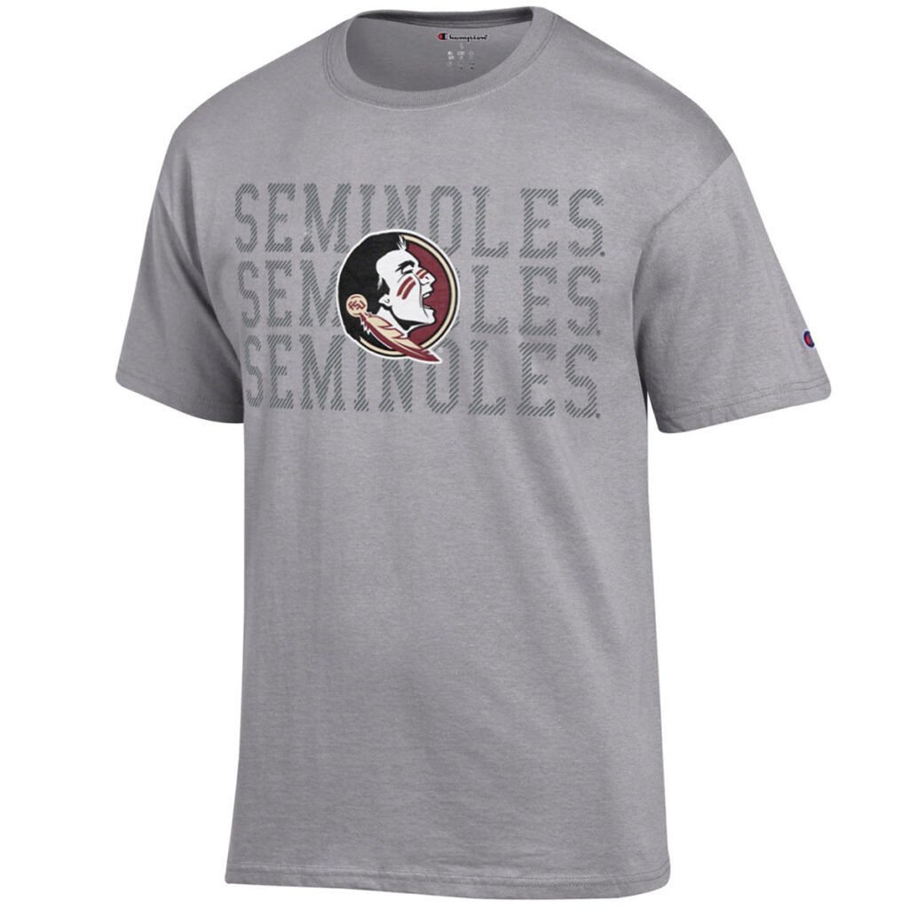 Champion Men's Seminoles/Seminole Logo Short Sleeve T-shirt - Steel