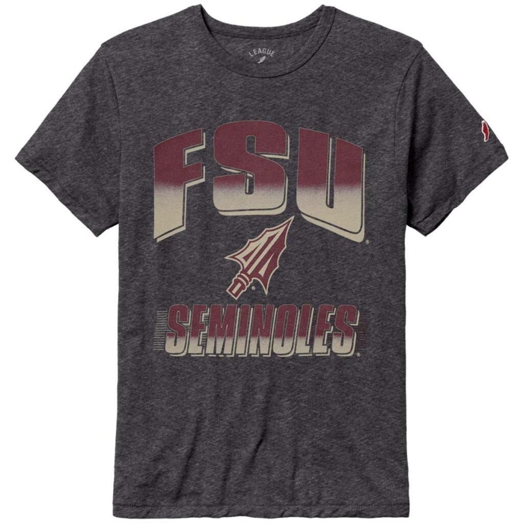 League Men's FSU Seminoles Arrowhead Design Tri-blend Short Sleeve T-shirt - Slate