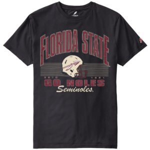 League Men's Florida State Seminoles Helmet Design Short Sleeve T-shirt - Black