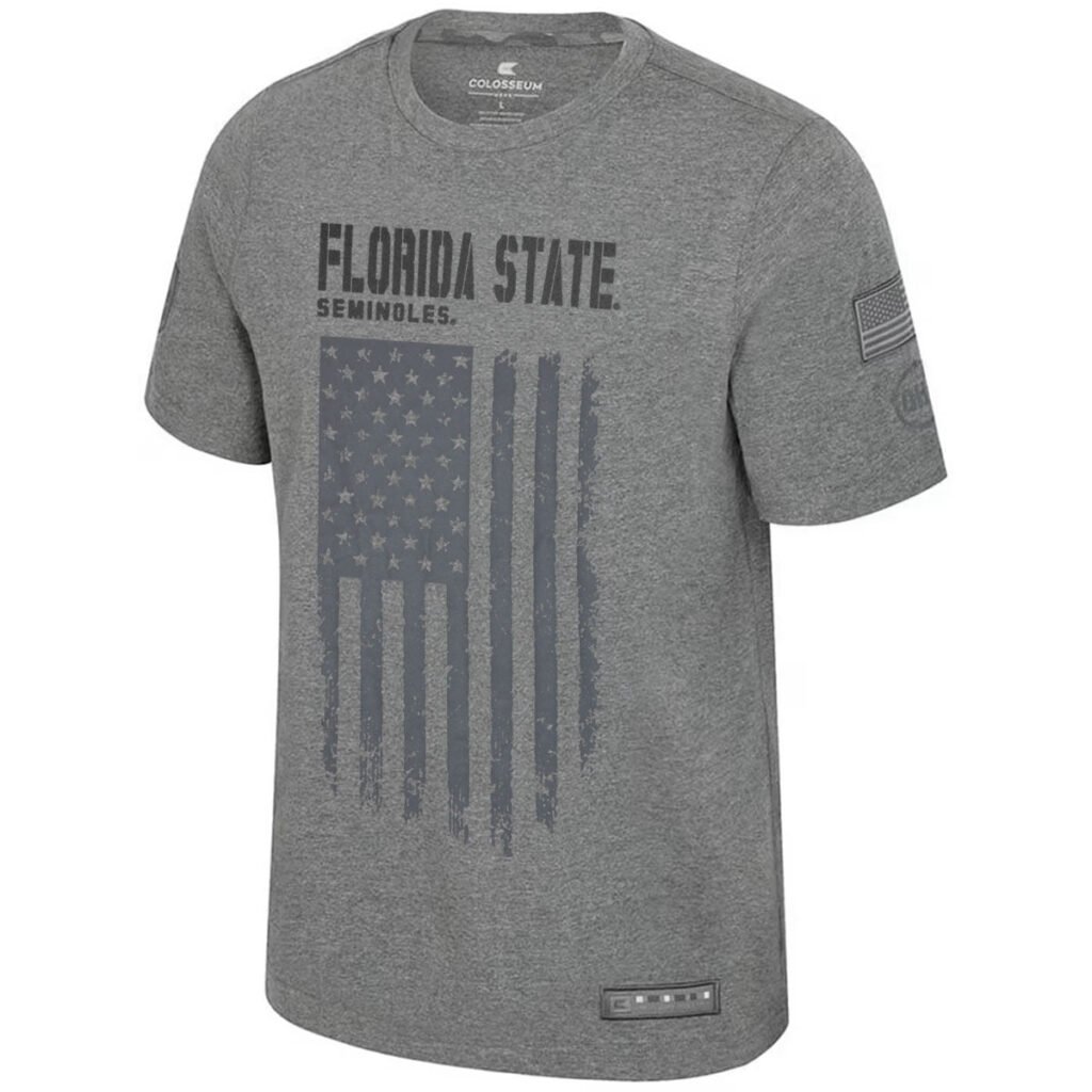Colosseum Men's OHT Florida State Seminoles Flag Design Short Sleeve T-shirt - Heather Grey