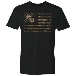 Flogrown Men's Stacked FSU Camo Flag Design Short Sleeve T-shirt - Black