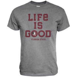 Blue 84 Men's Life is Good/Florida State Seminole Logo Design Short Sleeve T-shirt - Heather Grey