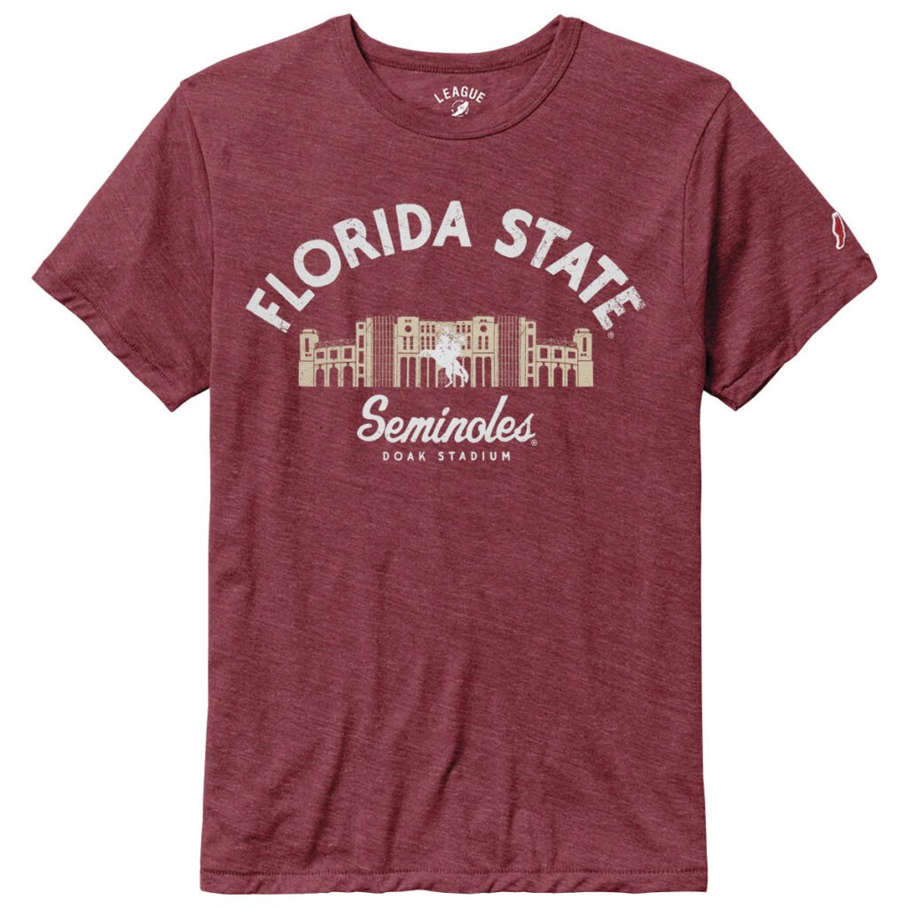 League Men's Florida State Seminoles Doak Campbell Design Short Sleeve Tri-blend T-shirt - Heathered Garnet