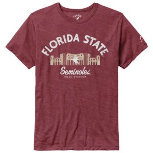 League Men's Florida State Seminoles Doak Campbell Design Short Sleeve Tri-blend T-shirt - Heathered Garnet