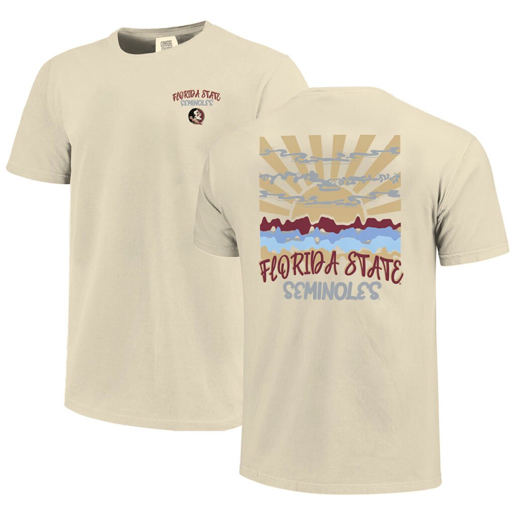 Image One Comfort Colors Florida State Seminoles Sunset Design Short Sleeve T-shirt - Ivory