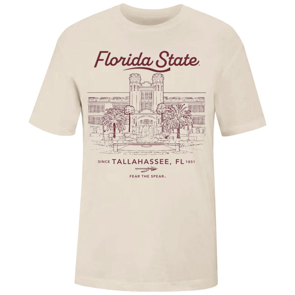 Uscape Men's Florida State Westcott Design Short Sleeve T-shirt - Vintage White