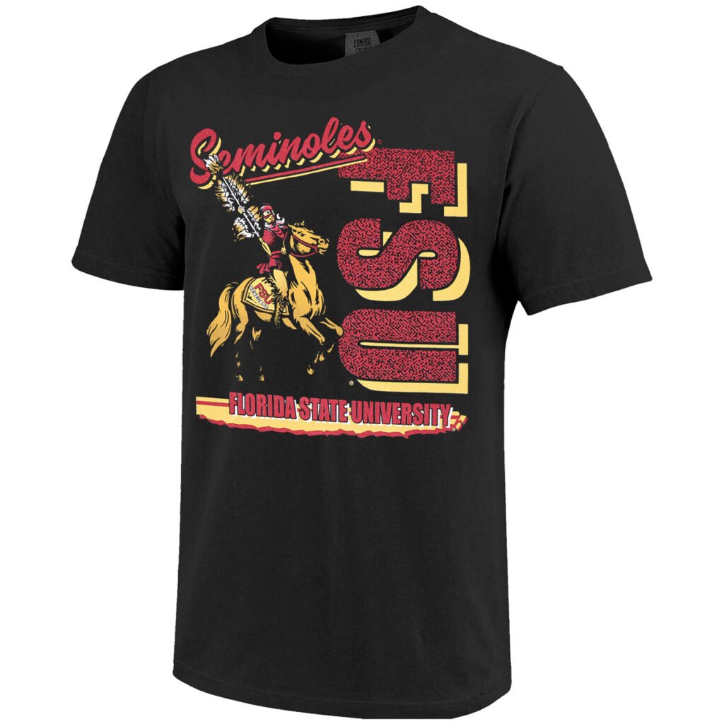 Image One Comfort Colors Vault Seminoles FSU Osceola/Renegade Design Short Sleeve T-shirt - Black