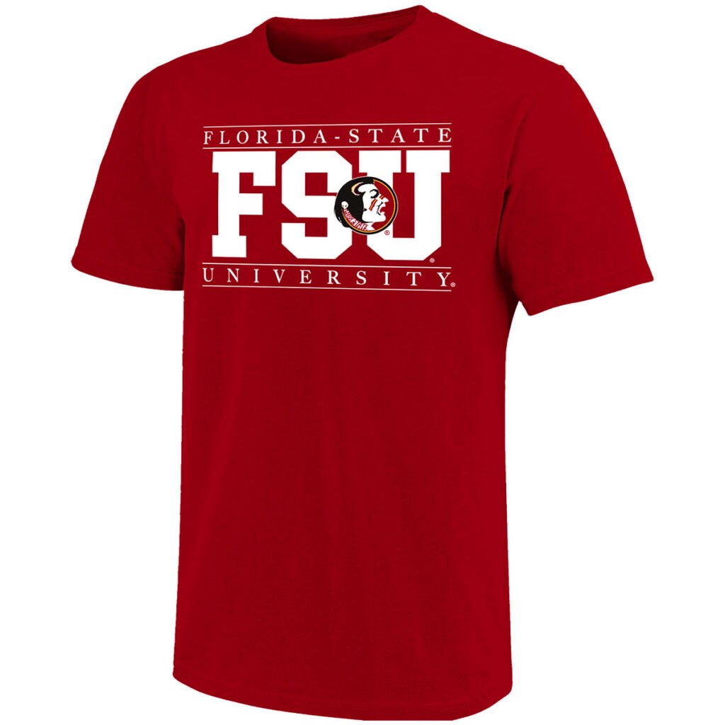 Image One Men's Vault Florida State University/FSU/Seminole Logo Soft Washed Short Sleeve T-shirt - Cardinal