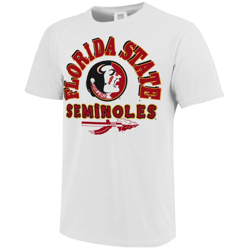 Image One Comfort Colors Vault Florida State Seminoles/Seminole Logo Design Short Sleeve T-shirt - White