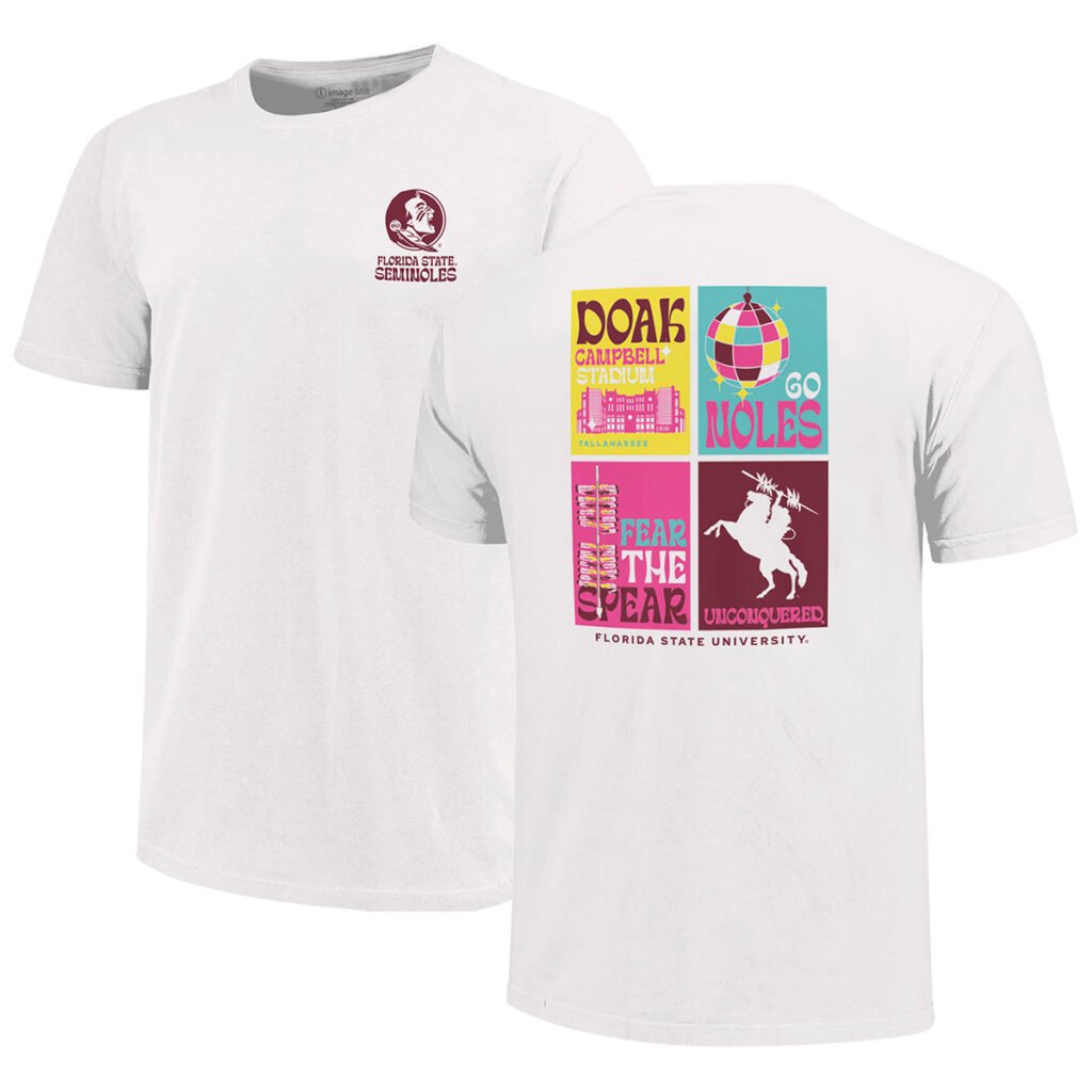 Image One Unisex Florida State Seminoles Poster Design Short Sleeve T-shirt - White