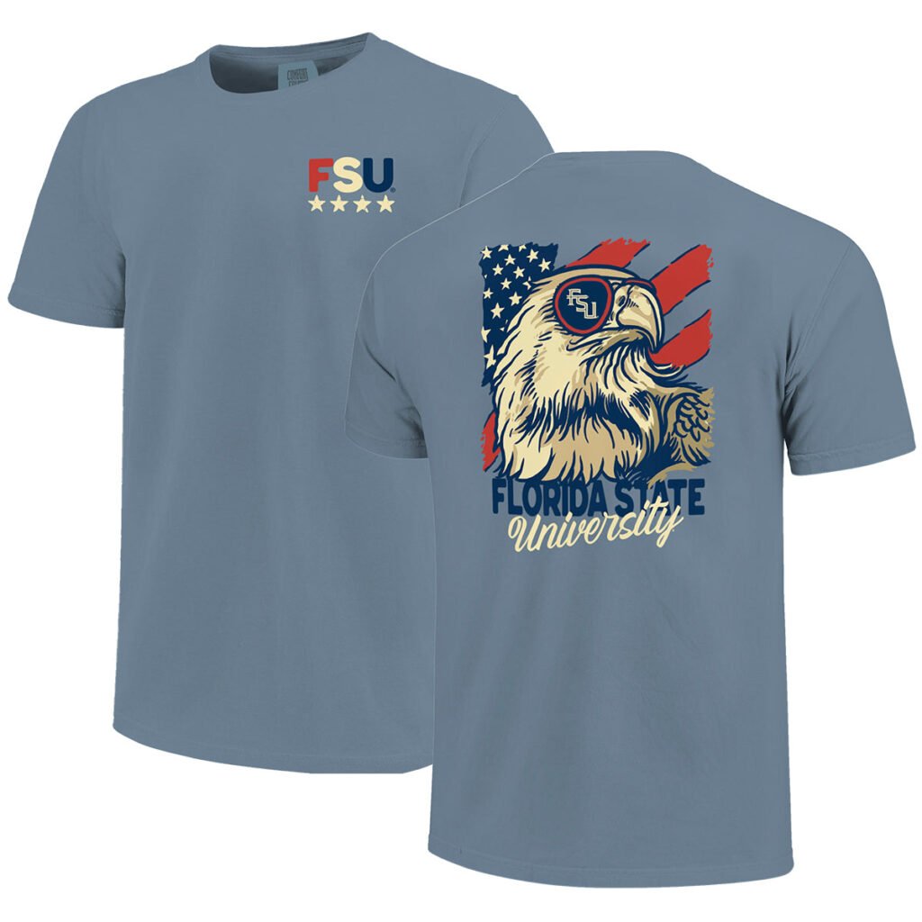 Image One Comfort Colors Americana FSU Eagle Design Short Sleeve T-shirt - Blue Jean