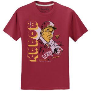 Homefield Adult/Unisex Vault Saint Bobby Bobby Bowden Design Short Sleeve T-shirt - Crimson