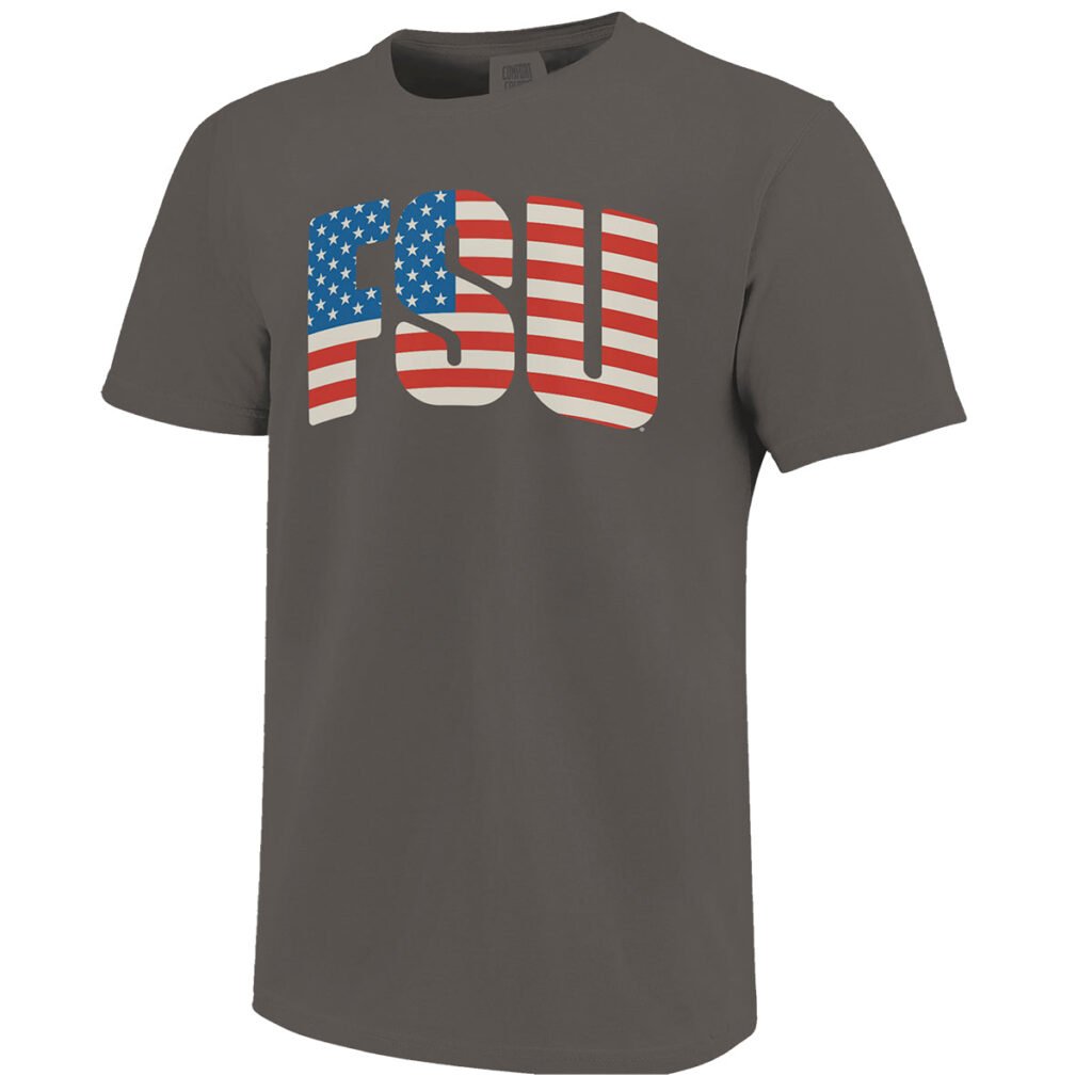 Image One Comfort Colors American Flag FSU Short Sleeve T-shirt - Gray