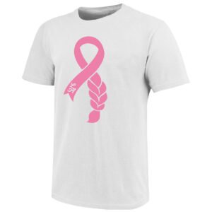 Image One Adult/Unisex Lonni Breast Cancer Ribbon Braid Short Sleeve T-shirt - White
